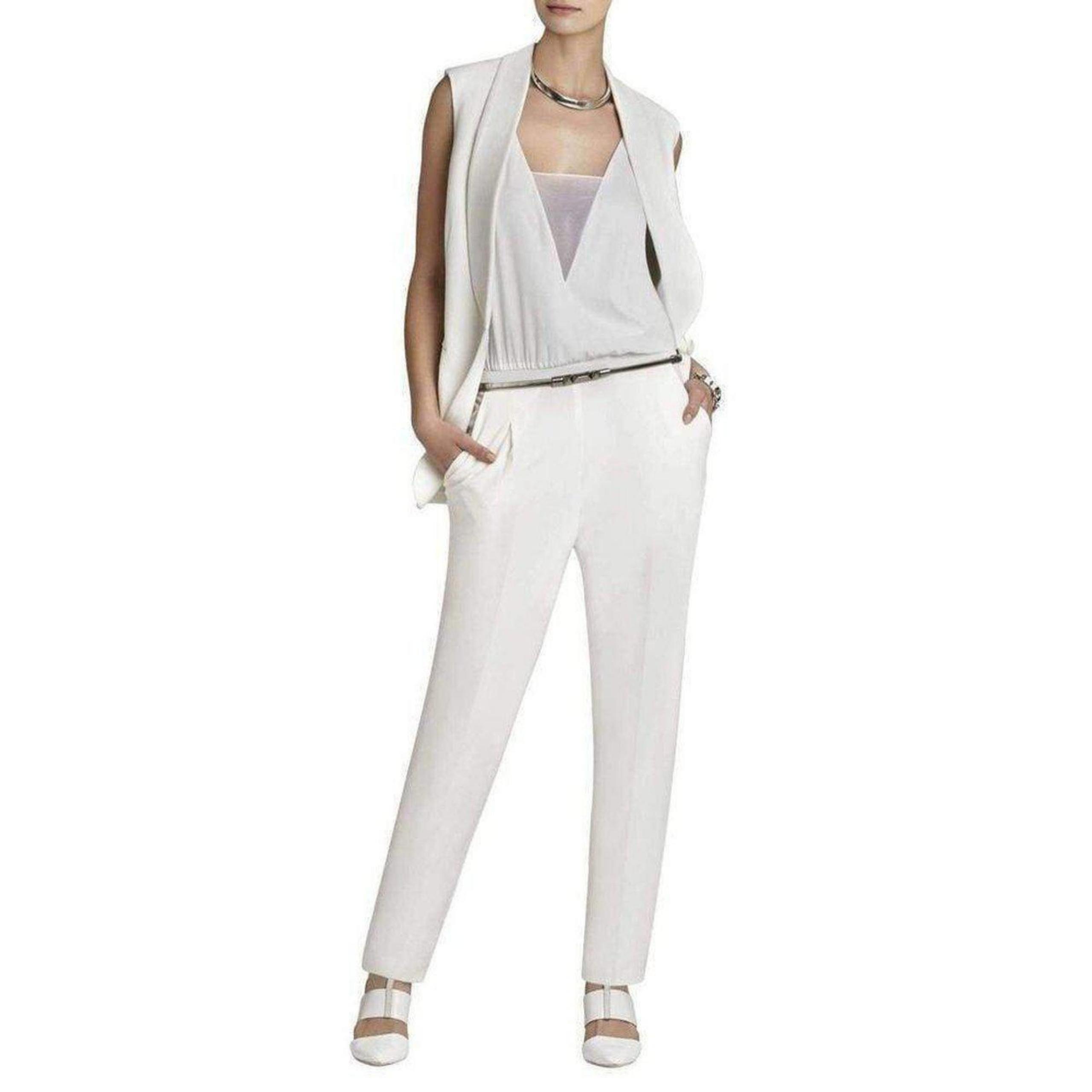 Bcbgmaxazria - Waylen Sleeveless White Jumpsuit - Us 8